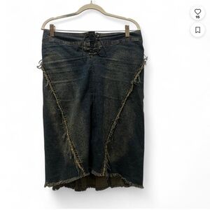 Plein Sud Women's Fringe Denim Skirt